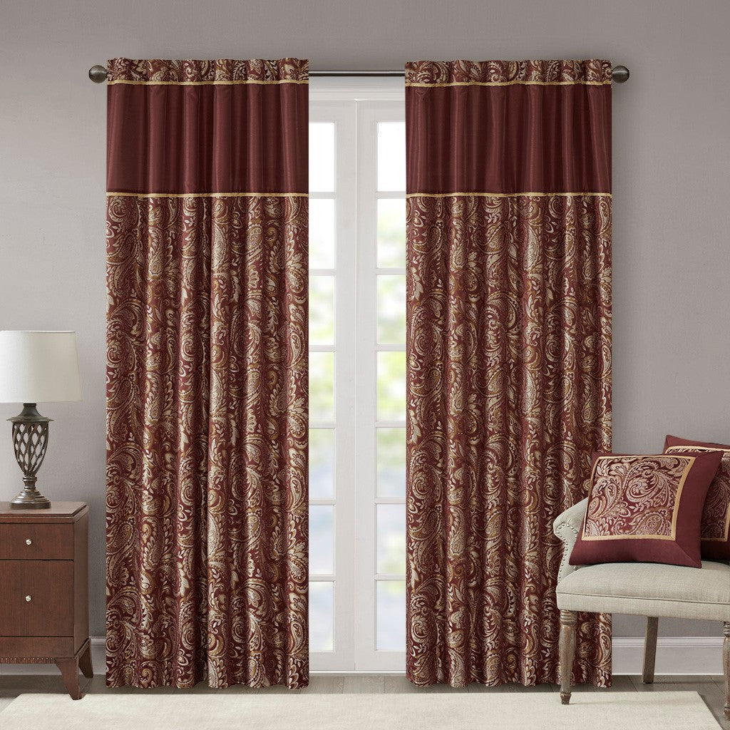 Madison Park Aubrey Jacquard Panel Pair - Burgundy - 50x84"