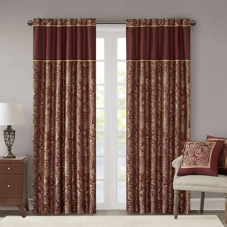 Madison Park Aubrey Jacquard Panel Pair - Burgundy - 50x108"