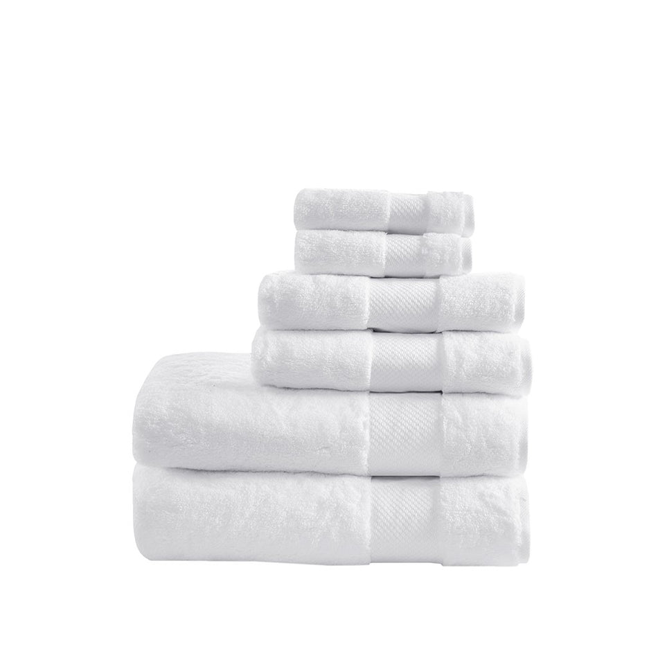 Turkish Cotton 6 Piece Bath Towel Set - White