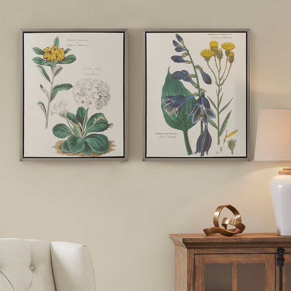 Martha Stewart Florescent Botanical Framed Linen Canvas 2 Piece Set - Natural 