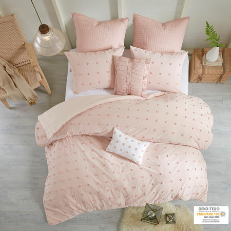 Urban Habitat Brooklyn Cotton Jacquard Duvet Cover Set - Pink - King Size / Cal King Size