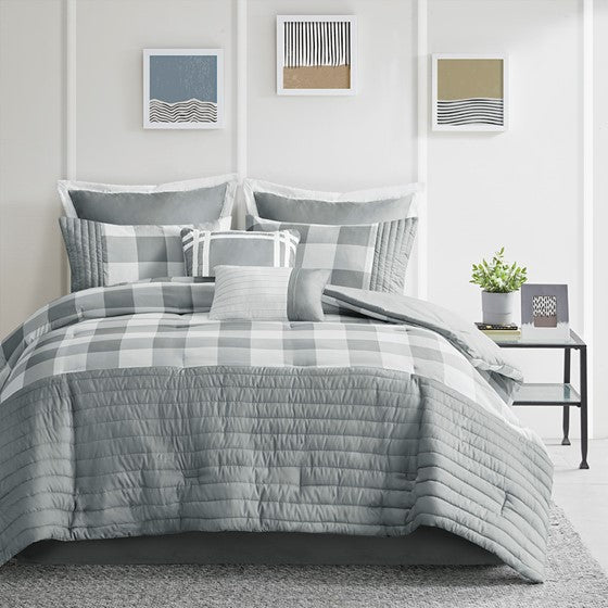 Georgetown 8 Piece Comforter Set - Grey - Queen Size