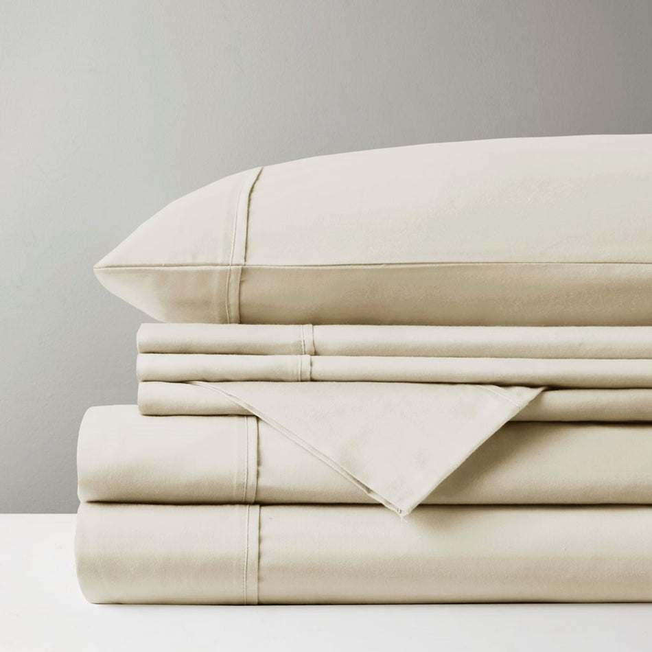 800 Thread Count Cotton Blend Sateen Sheet Set - Ivory - Split King Size