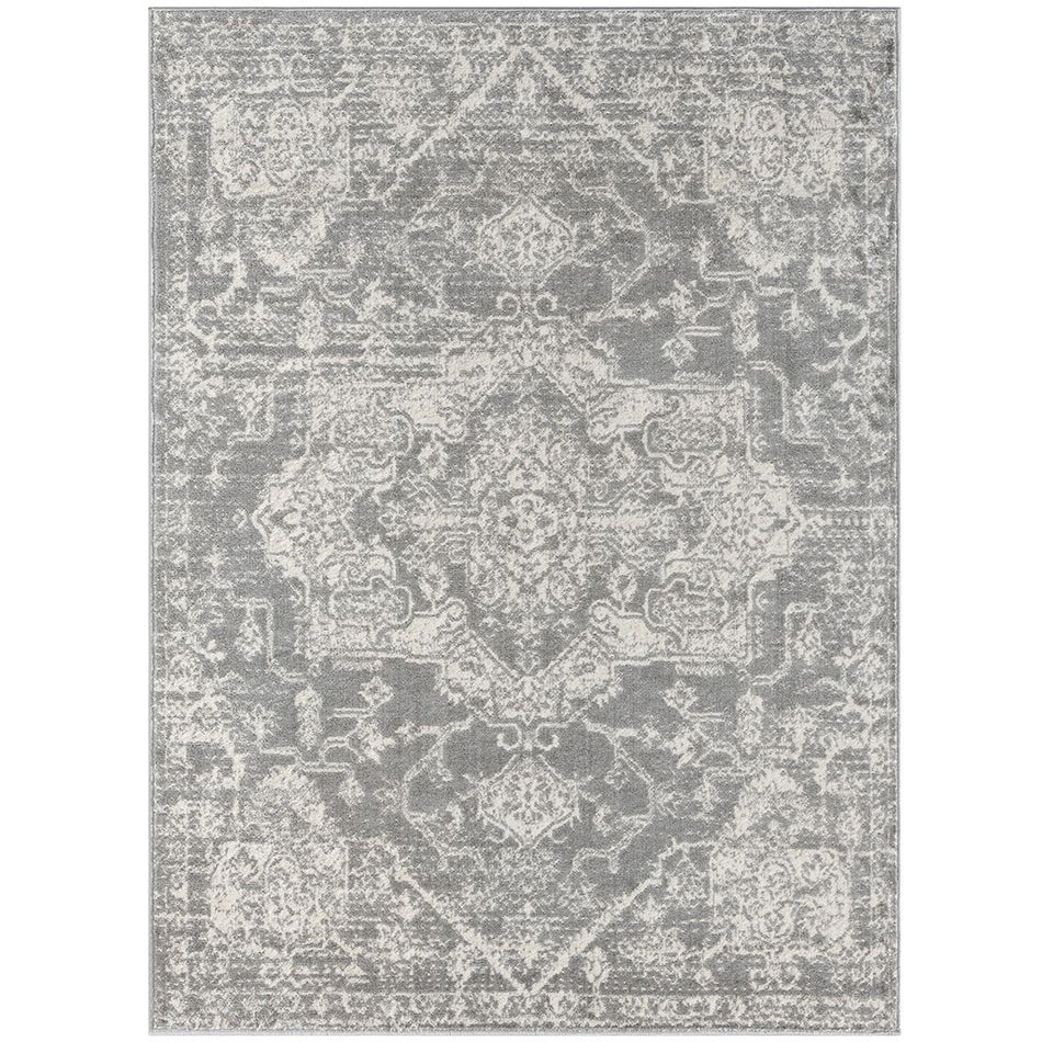 Asher Distressed Medallion Woven Area Rug - Cream / Grey - 5x7'