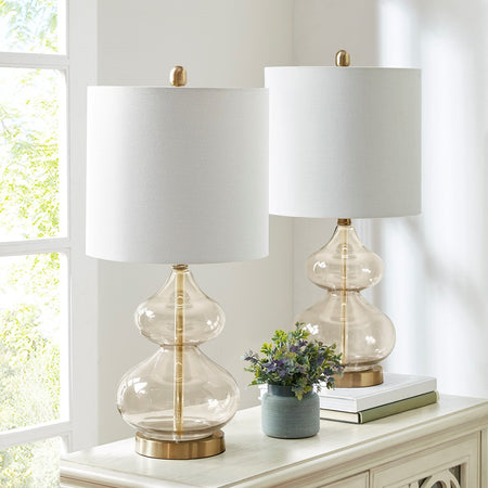 510 Design Ellipse Curved Glass Table Lamp, Set of 2 - Gold 