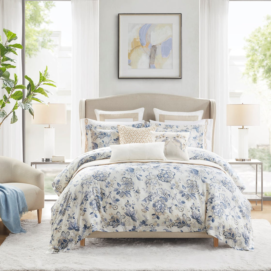 Croscill Home Contessa 3 Piece Duvet Set - Blue Multi  - Full Size / Queen Size Shop Online & Save - ExpressHomeDirect.com