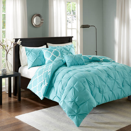 Madison Park Essentials Kasey 5 Piece Reversible Comforter Set - Aqua - King Size / Cal King Size