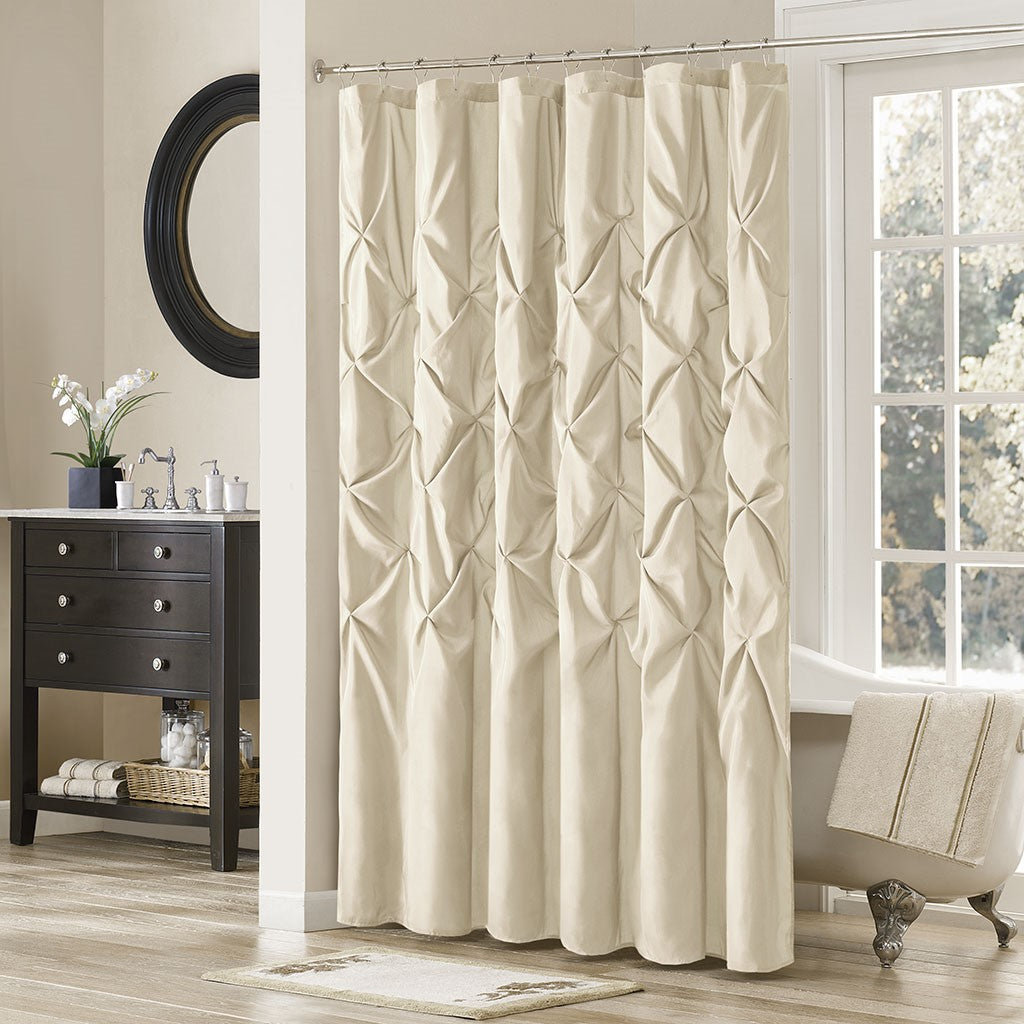 Madison Park Laurel Tufted Semi-Sheer Shower Curtain - Ivory - 72x72"