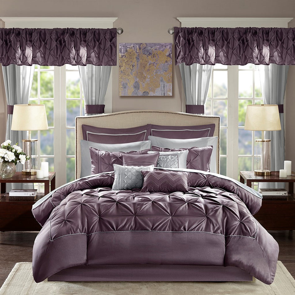 Joella 24 Piece Room in a Bag - Plum - King Size