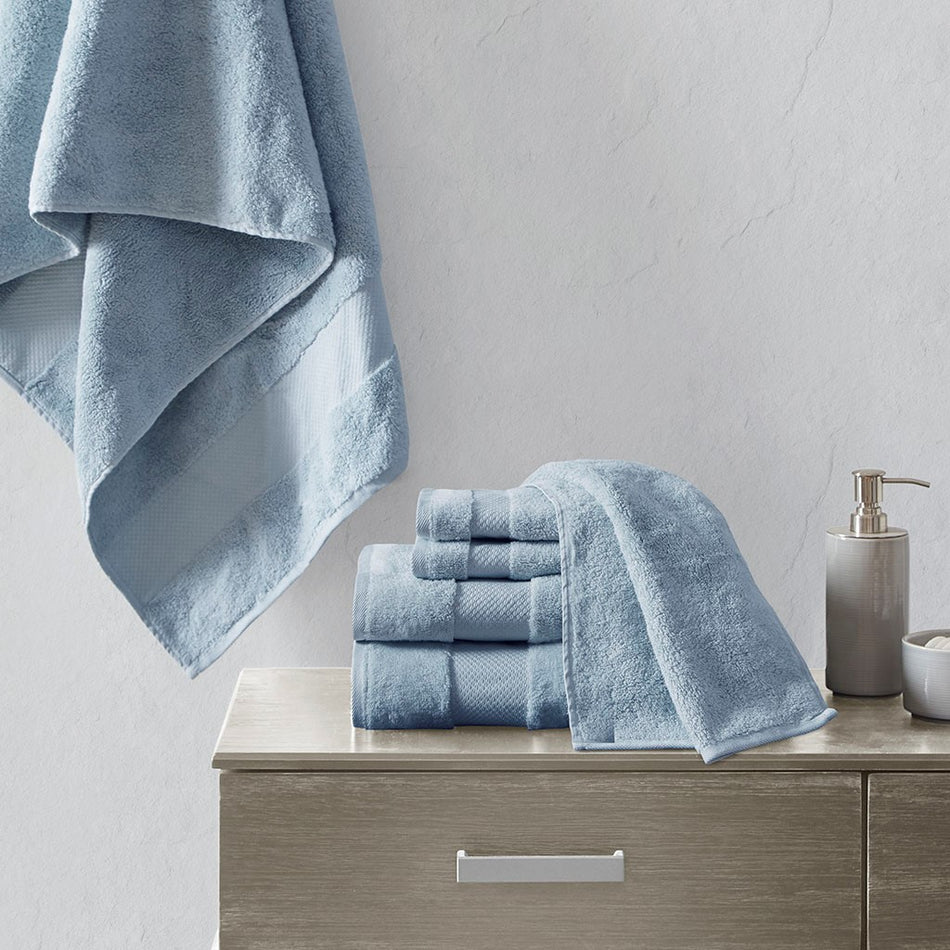 Madison Park Signature Turkish Cotton 6 Piece Bath Towel Set - Blue 