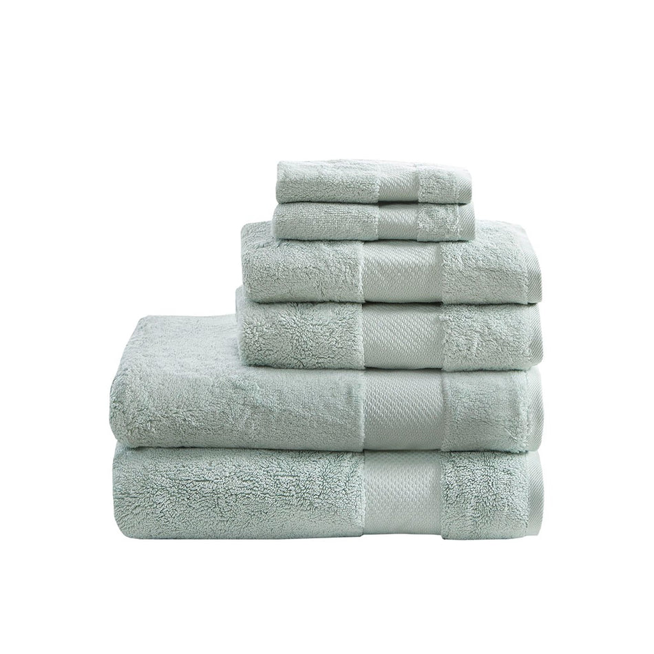 Turkish Cotton 6 Piece Bath Towel Set - Seafoam