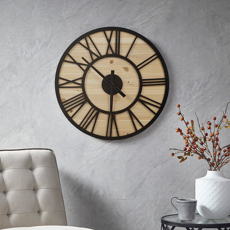 Madison Park Mason Wall Clock - Natural / Black 