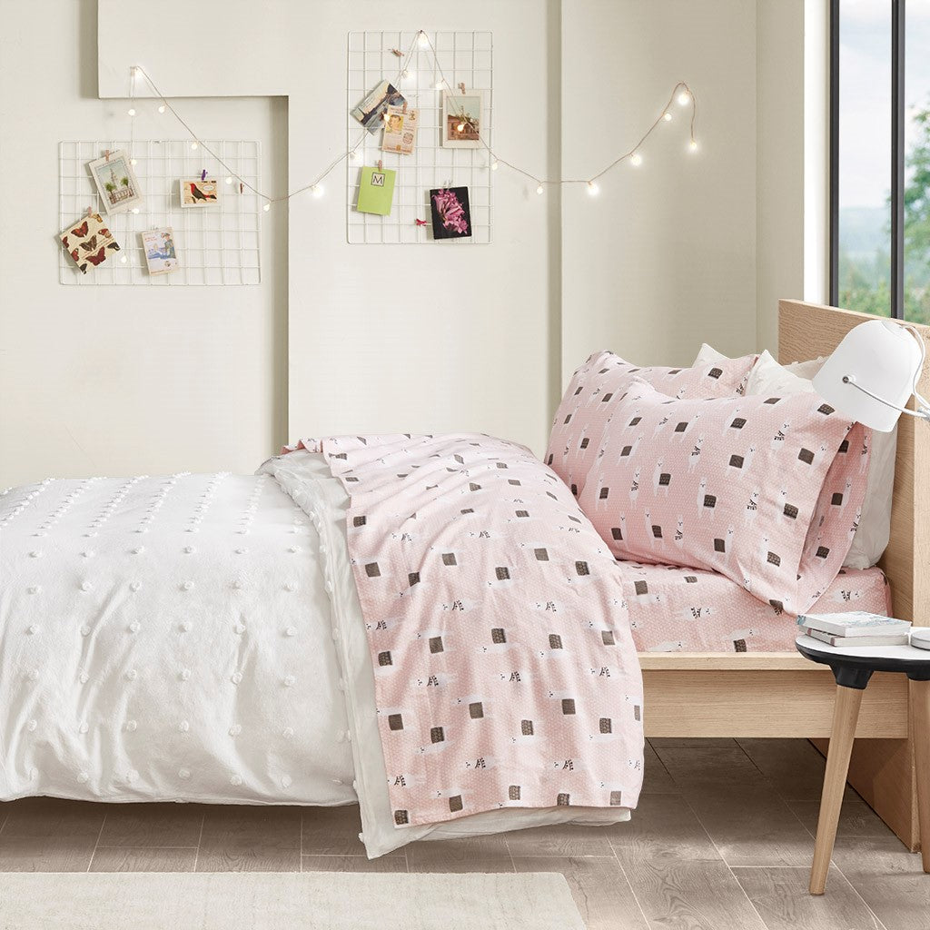 Intelligent Design  Cozy Soft Cotton Flannel Printed Sheet Set - Pink Llamas  - Twin Size Shop Online & Save - ExpressHomeDirect.com