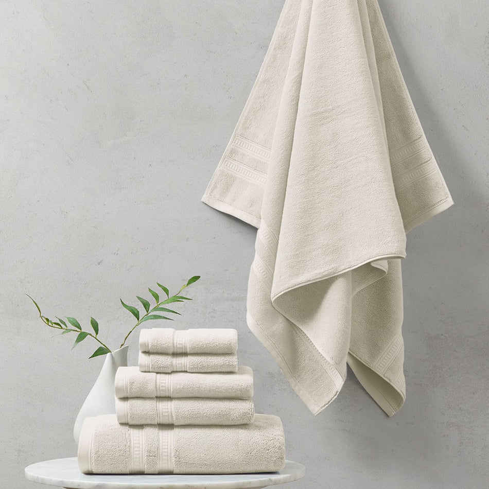 Beautyrest Plume 100% Cotton Feather Touch Antimicrobial Towel 6 Piece Set - Ivory 