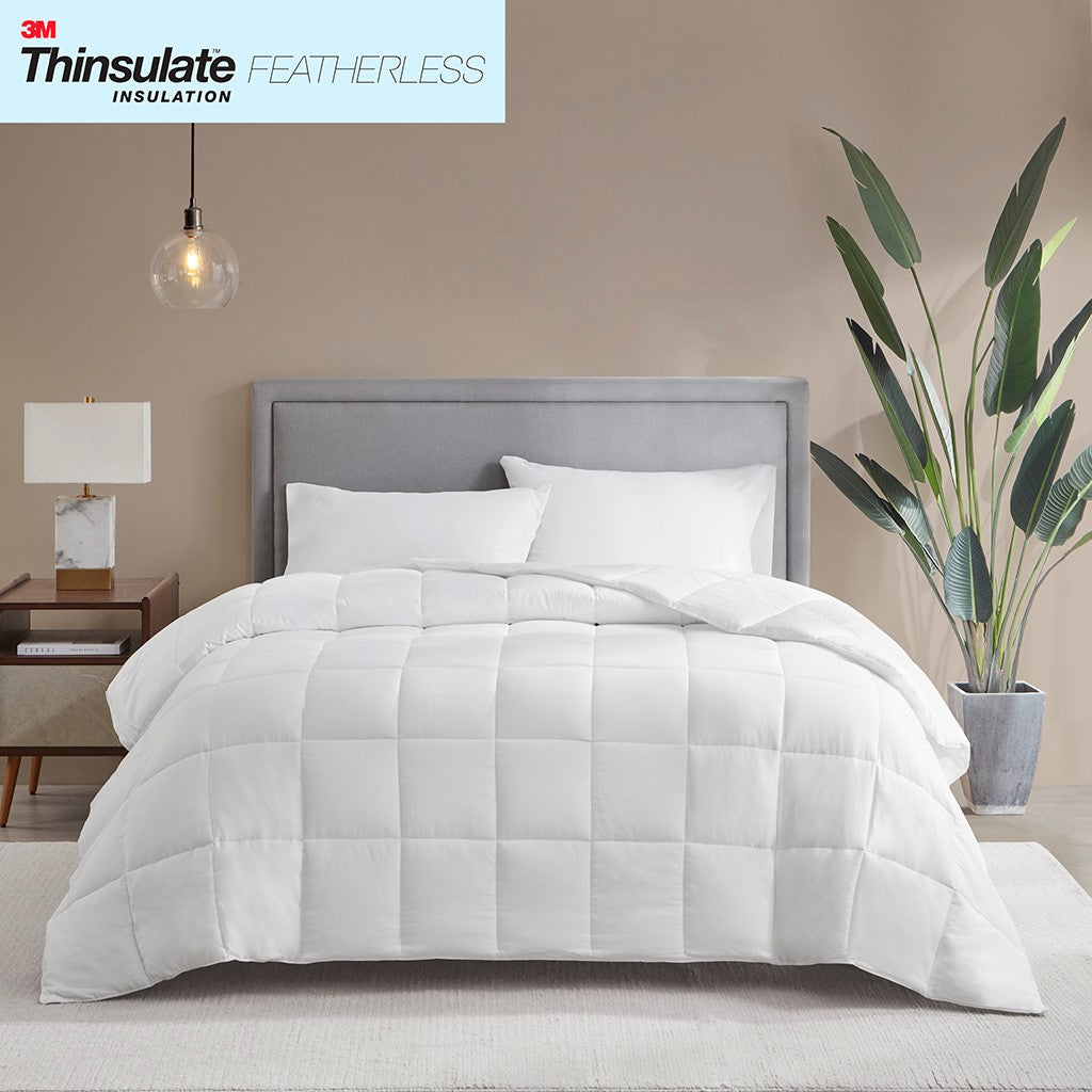Sleep Philosophy Warmer 300 Thread Count Cotton Sateen White Down Alternative 3M Thinsulate Comforter - White - Twin Size