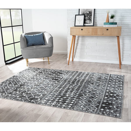 Madison Park Hannah Moroccan Global Woven Area Rug - Charcoal - 4x6'