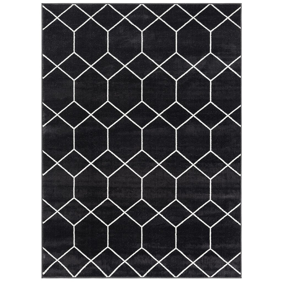 Averie Trellis Geometric Woven Area Rug - Black / Cream - 8x10'
