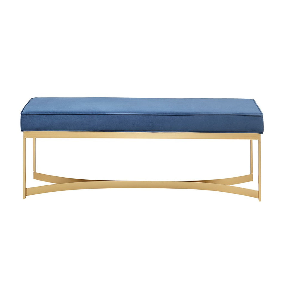 Secor Upholstered Accent Bench with Metal Base - Blue