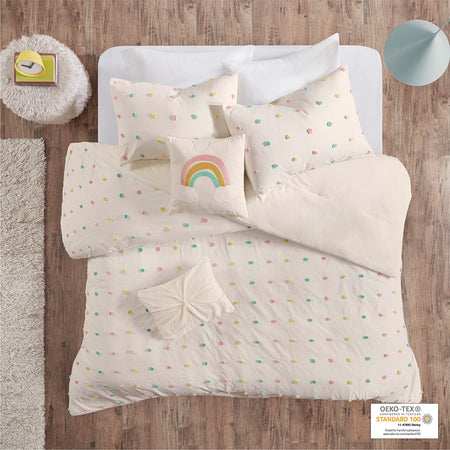 Urban Habitat Kids Callie Cotton Jacquard Pom Pom Comforter Set - Multicolor - Twin Size