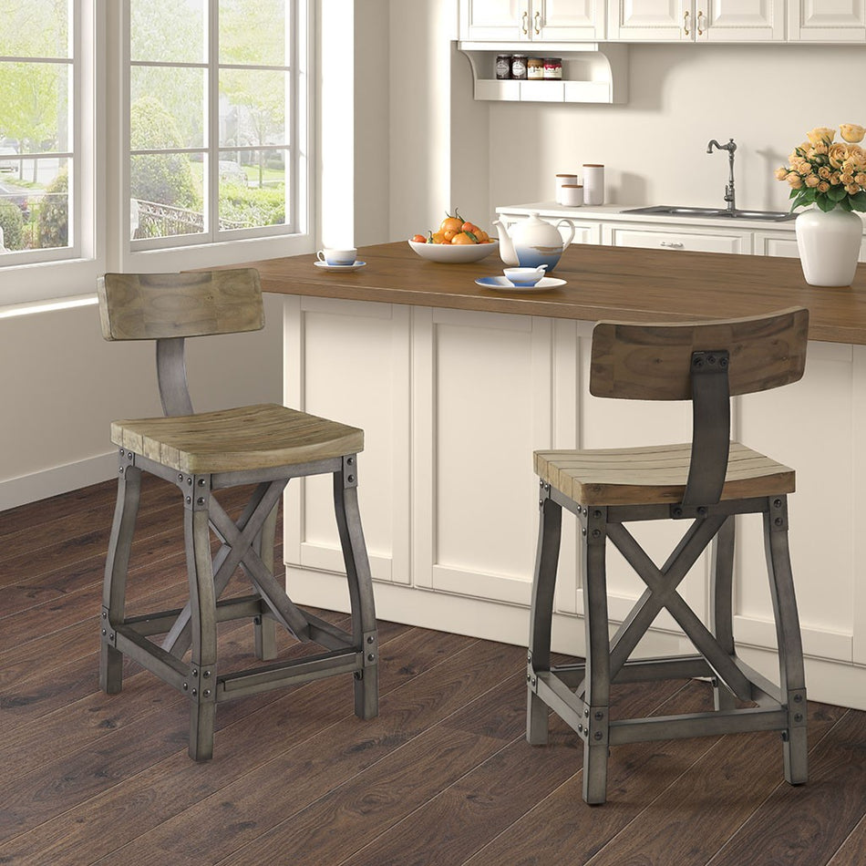 Lancaster Counter Stool with Back - Oak / Silver