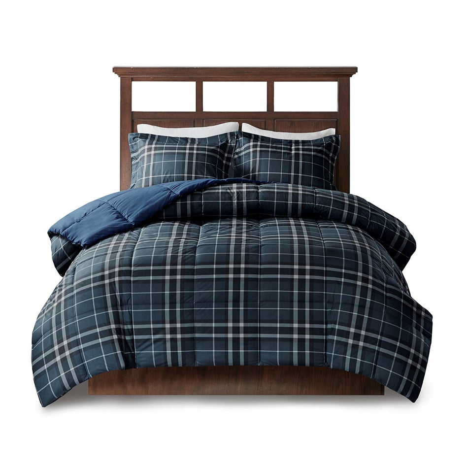 Flint CozySpun Down Alternative Comforter Mini Set - Navy - King Size