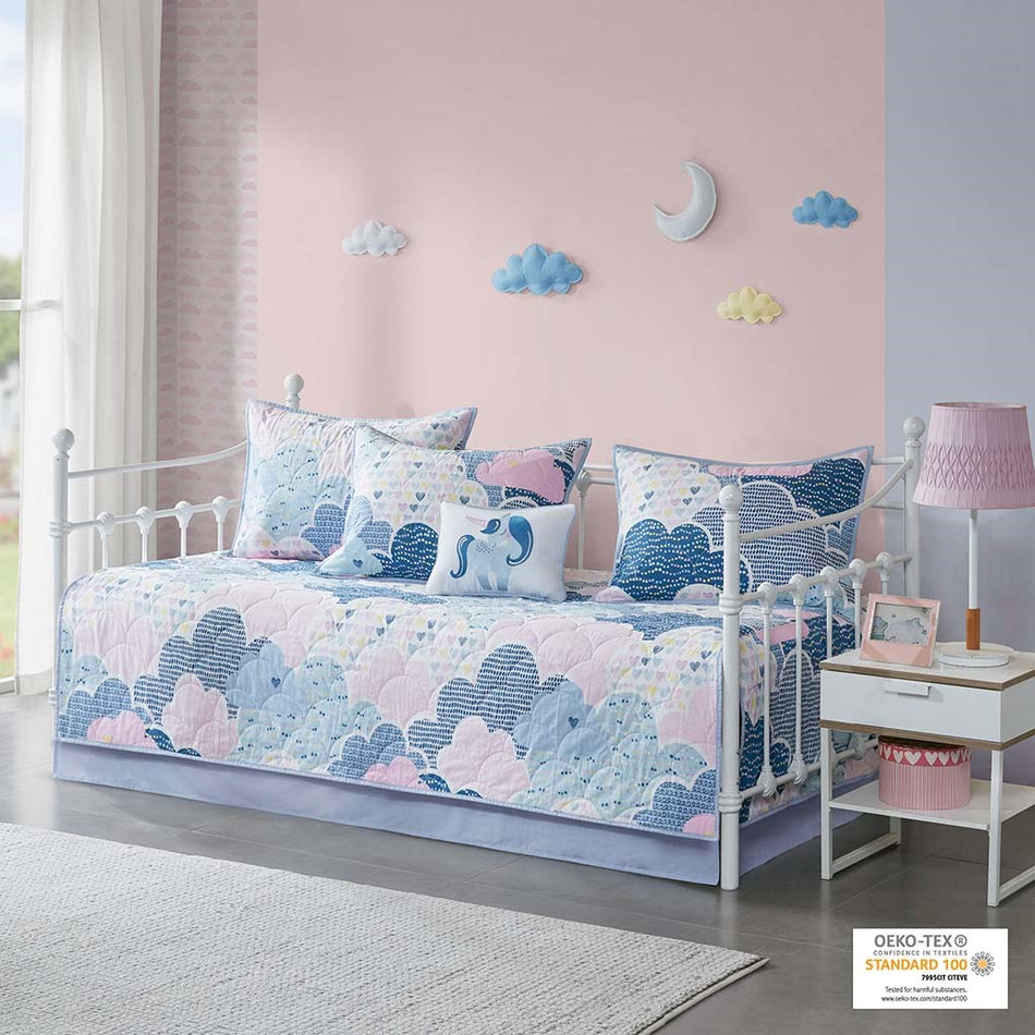 Urban Habitat Kids Cloud 6 Piece Cotton Reversible Daybed Set - Blue - Daybed Size - 39" x 75"