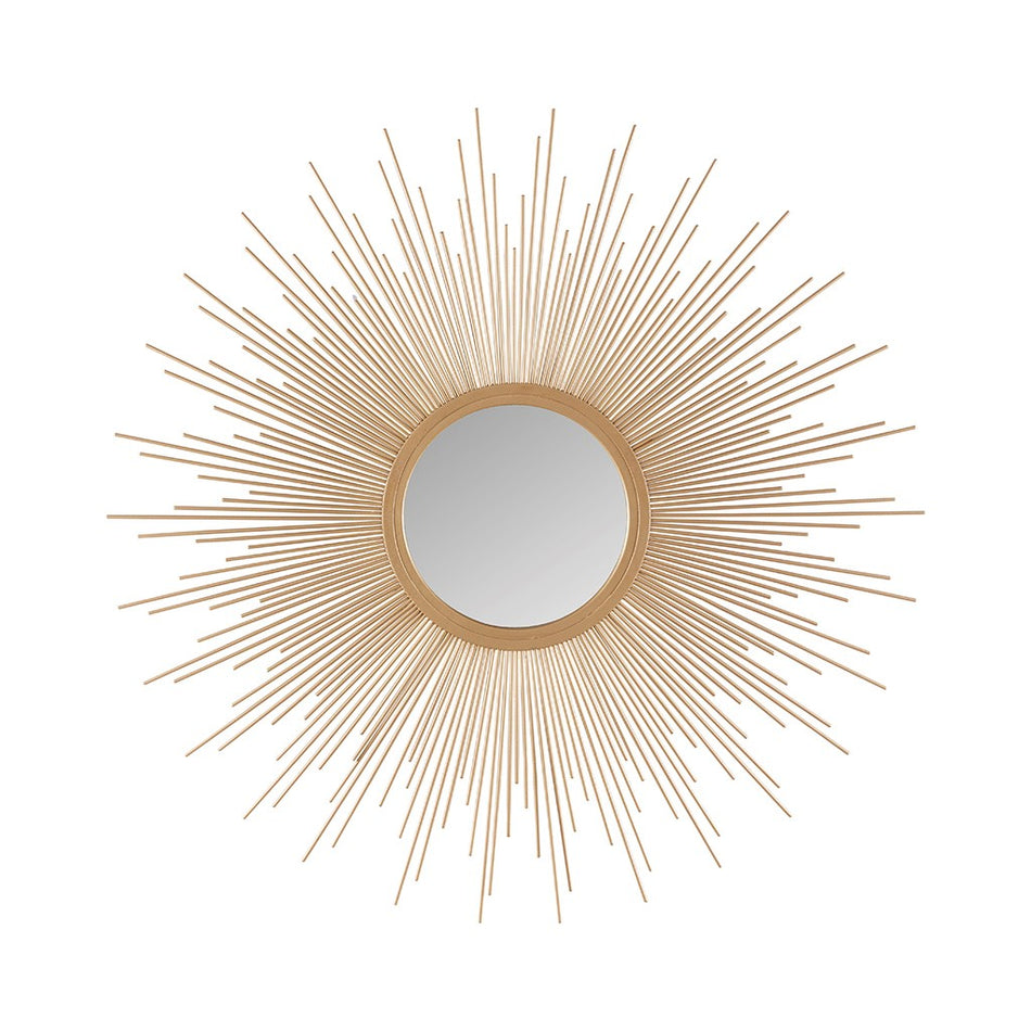 Fiore Round Sunburst Wall Decor Mirror - Gold - Large