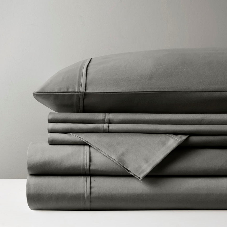 800 Thread Count Cotton Blend Sateen Sheet Set - Charcoal - Queen Size