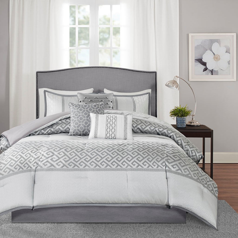 Bennett 7 Piece Comforter Set - Grey - King Size
