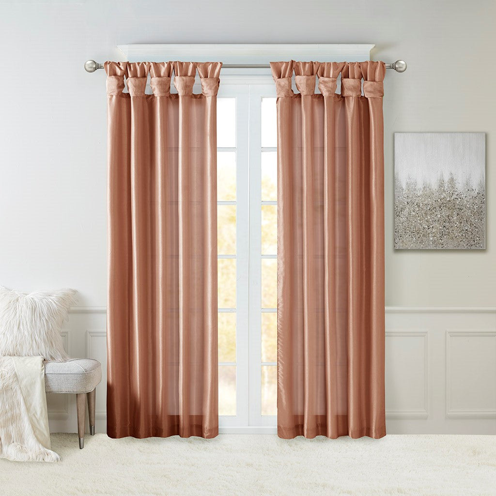 Madison Park Emilia Twist Tab Lined Window Curtain - Spice - 50x95"