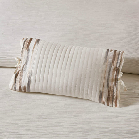 N Natori Hanae Embroidered Cotton Oblong Decorative Pillow - White - 12x20"