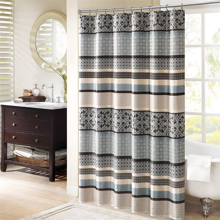Madison Park Princeton Jacquard Shower Curtain - Blue - 72x72"