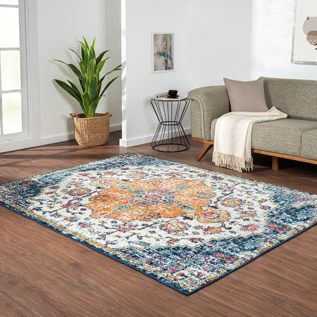 Madison Park Mateo Boho Medallion Woven Area Rug - Blue Multi - 8x10'