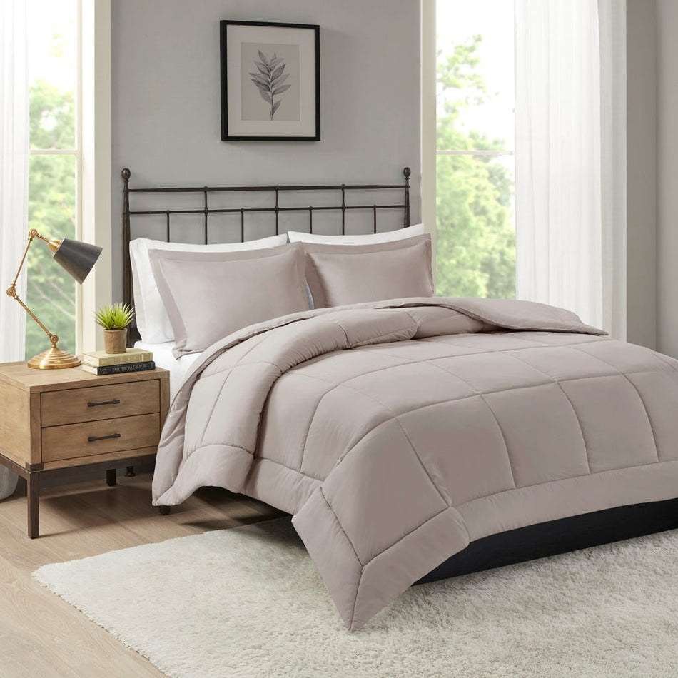Sarasota Microcell Down Alternative Comforter Mini Set - Taupe - Full Size / Queen Size