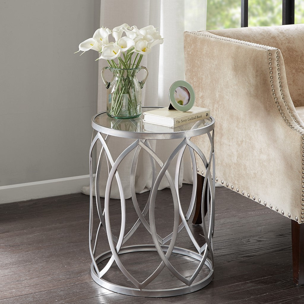 Madison Park Arlo Metal Eyelet Accent Table - Grey 