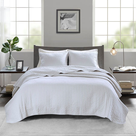 Madison Park Keaton 3 Piece Quilt Set - White  - King Size / Cal King Size Shop Online & Save - ExpressHomeDirect.com