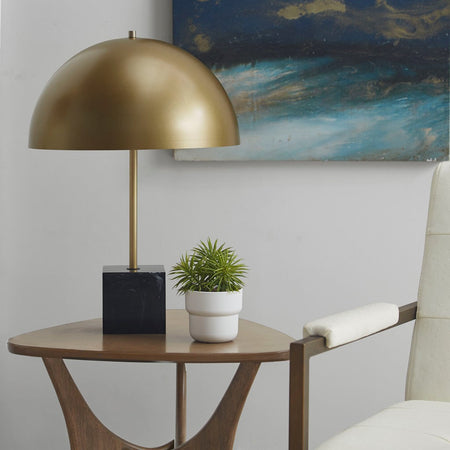 INK+IVY Piper Domed Shaped Metal Table Lamp - Black Base / Gold Shade 