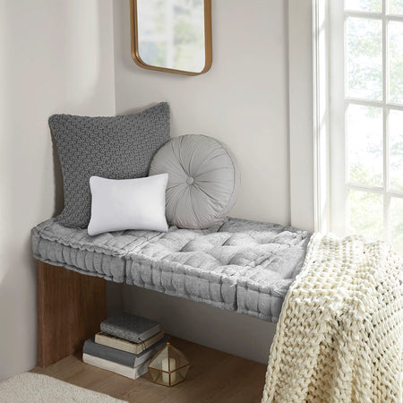 Intelligent Design Azza Poly Chenille Square Floor Pillow Cushion - Grey - 20x20"