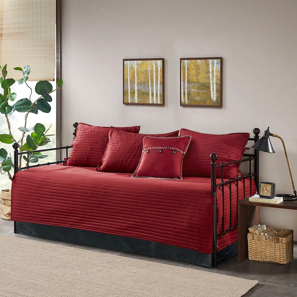Ridge 6 Piece Reversible Daybed Cover Set - Red - Daybed Size - 39" x 75"