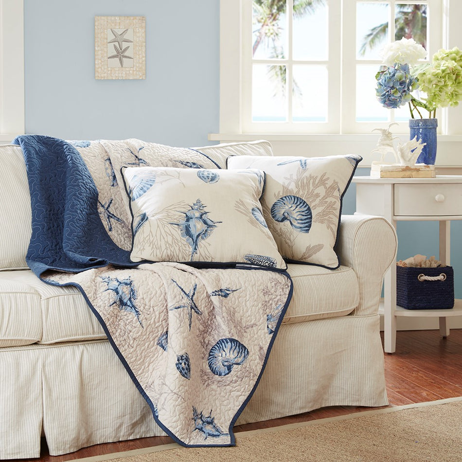 Bayside Oversized Quilted Throw - Blue - 60x70"