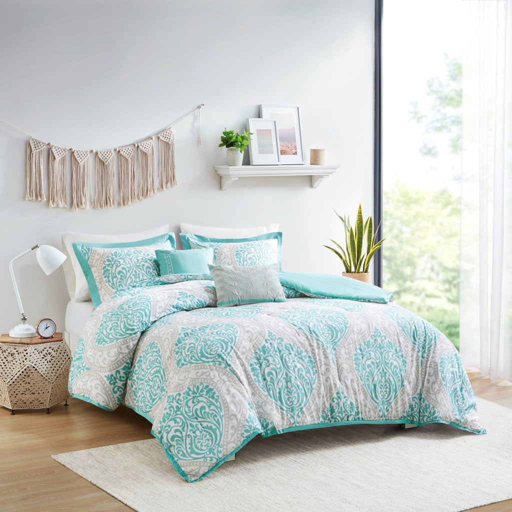 Intelligent Design Senna Comforter Set - Aqua - Full Size / Queen Size