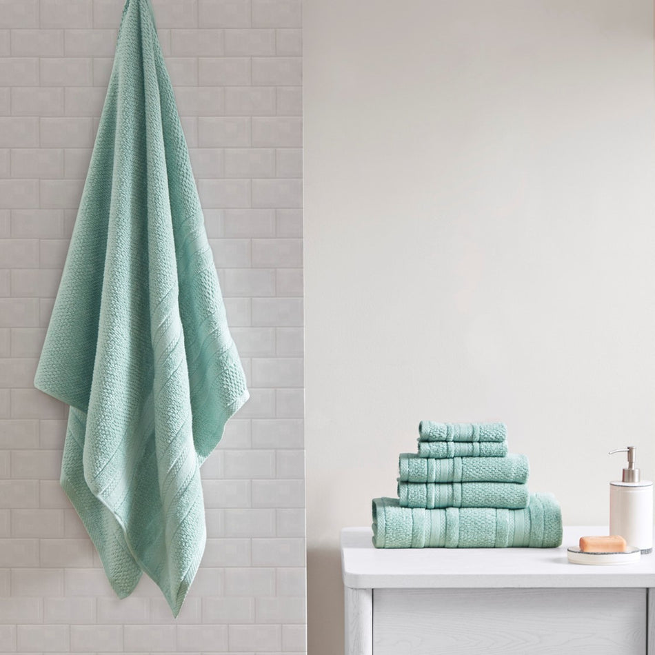 Adrien Super Soft Cotton Quick Dry Bath Towel 6 Piece Set - Seafoam
