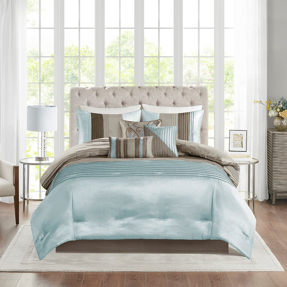 Amherst 7 Piece Comforter Set - Blue - King Size
