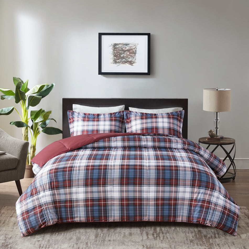 Parkston 3M Scotchgard Down Alternative All Season Comforter Set - Red - Full Size / Queen Size
