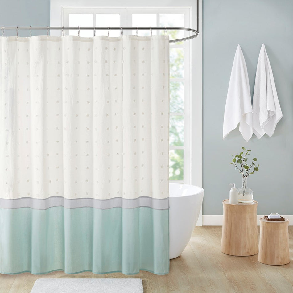 Urban Habitat Myla Cotton Jacquard Shower Curtain - Seafoam - 72x72"