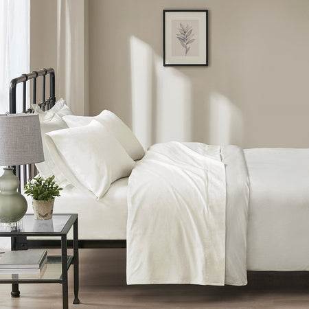 Beautyrest Oversized Cotton Flannel 4 Piece Sheet Set - Ivory Solid - Full Size