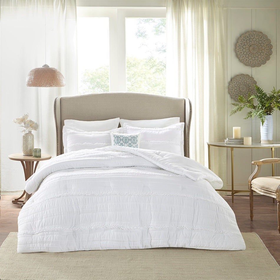Celeste 5 Piece Comforter Set - White - King Size