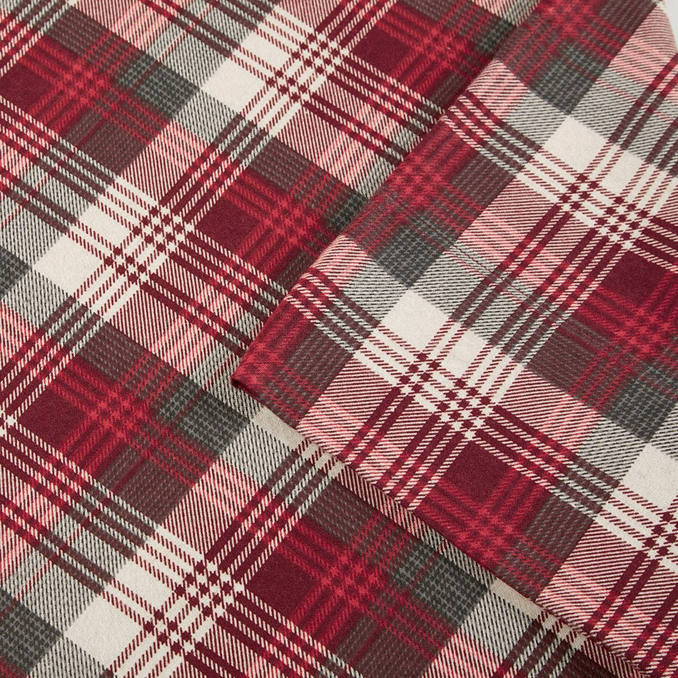 Cotton Flannel Sheet Set - Red Plaid - King Size