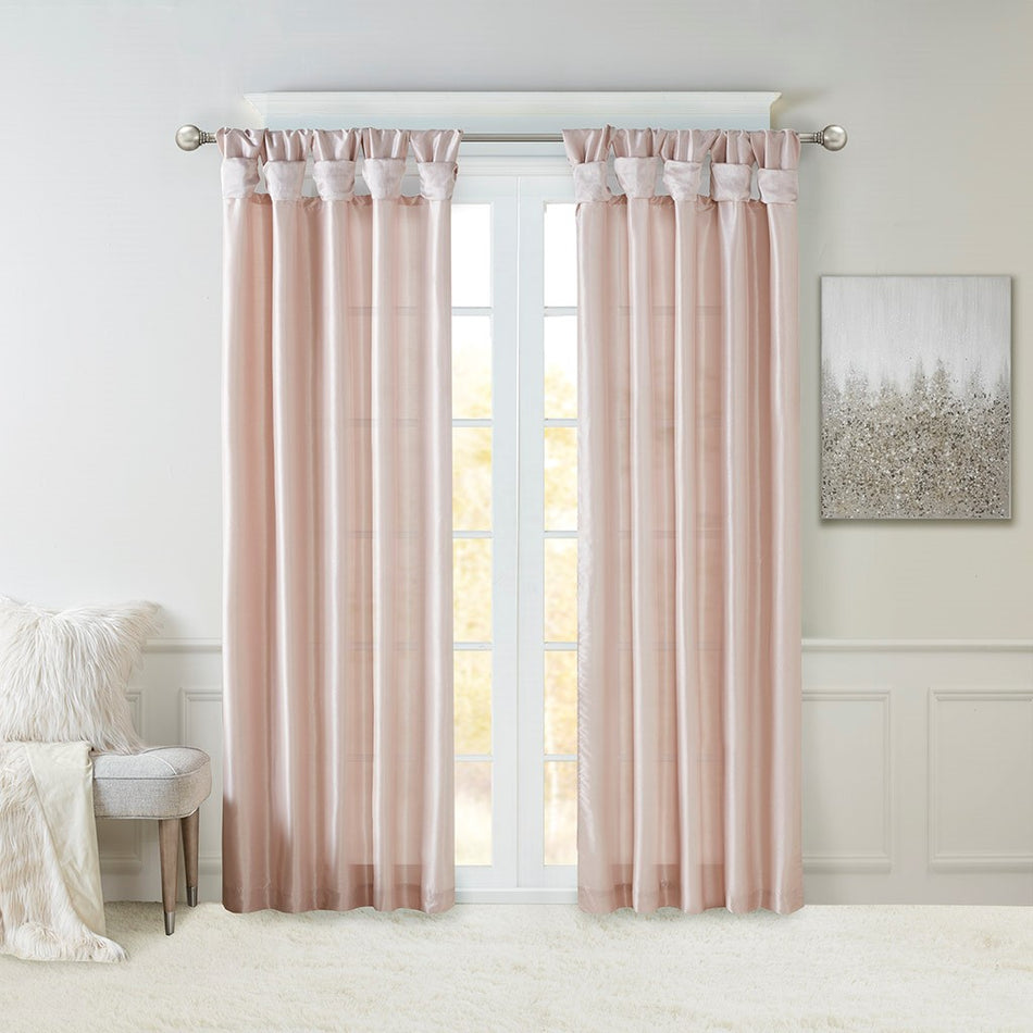 Madison Park Emilia Twist Tab Lined Window Curtain - Blush - 50x84"