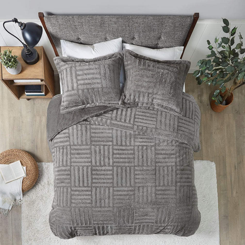Arctic Fur Down Alternative Comforter Mini Set - Grey - Twin Size